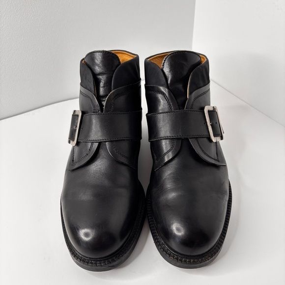 VTG Kenneth Cole Boots Mens 10.5 Black Leather Monk Strap Made in Italy 90s Moto